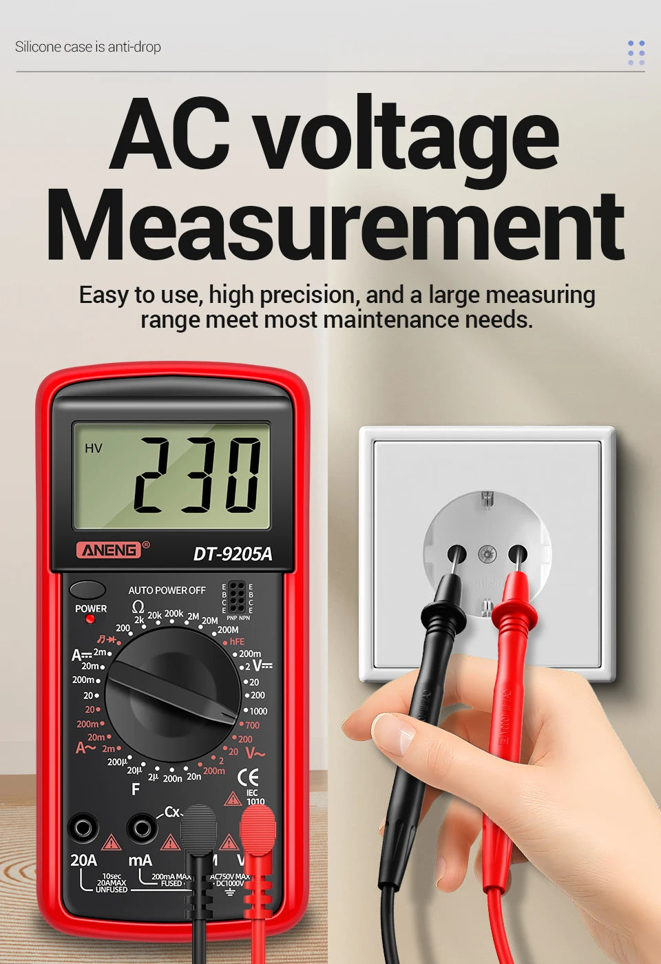Profesional Digital Multimeter AC/DC Voltage Current Test ANENG Capacitance NCV Resistance Ohm Electrical Test Meter Tools