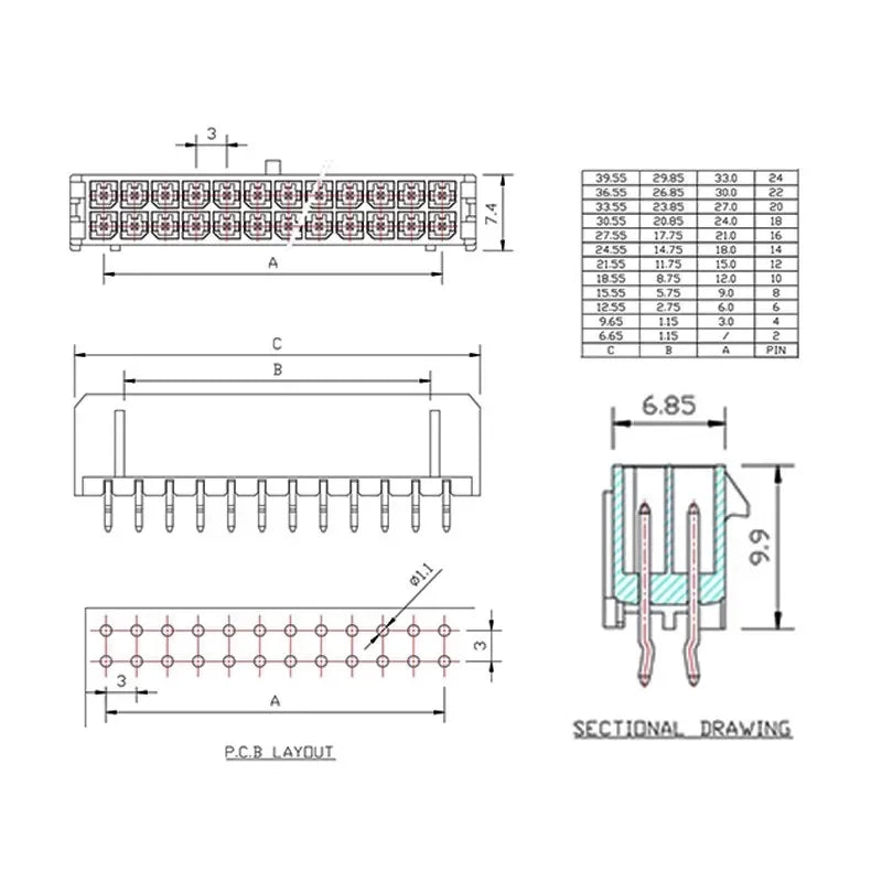10sets Micro-Fit 3.0 3.0mm Pitch Connector Double row 2P 4P 6P 8P - 24Pin Mini 5557/43020 Housing Receptacle Terminals