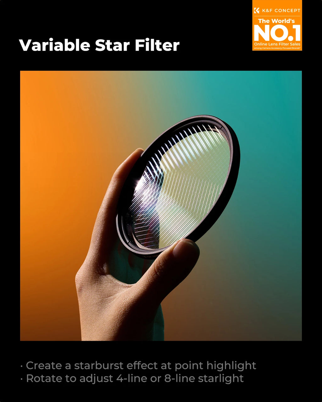 K&F CONCEPT Effects Filters Kaleidoscope Prism/Spiral Halo/Split Diopter/Motion Blur/4 6 8 Points Camera Lens Filter Photography