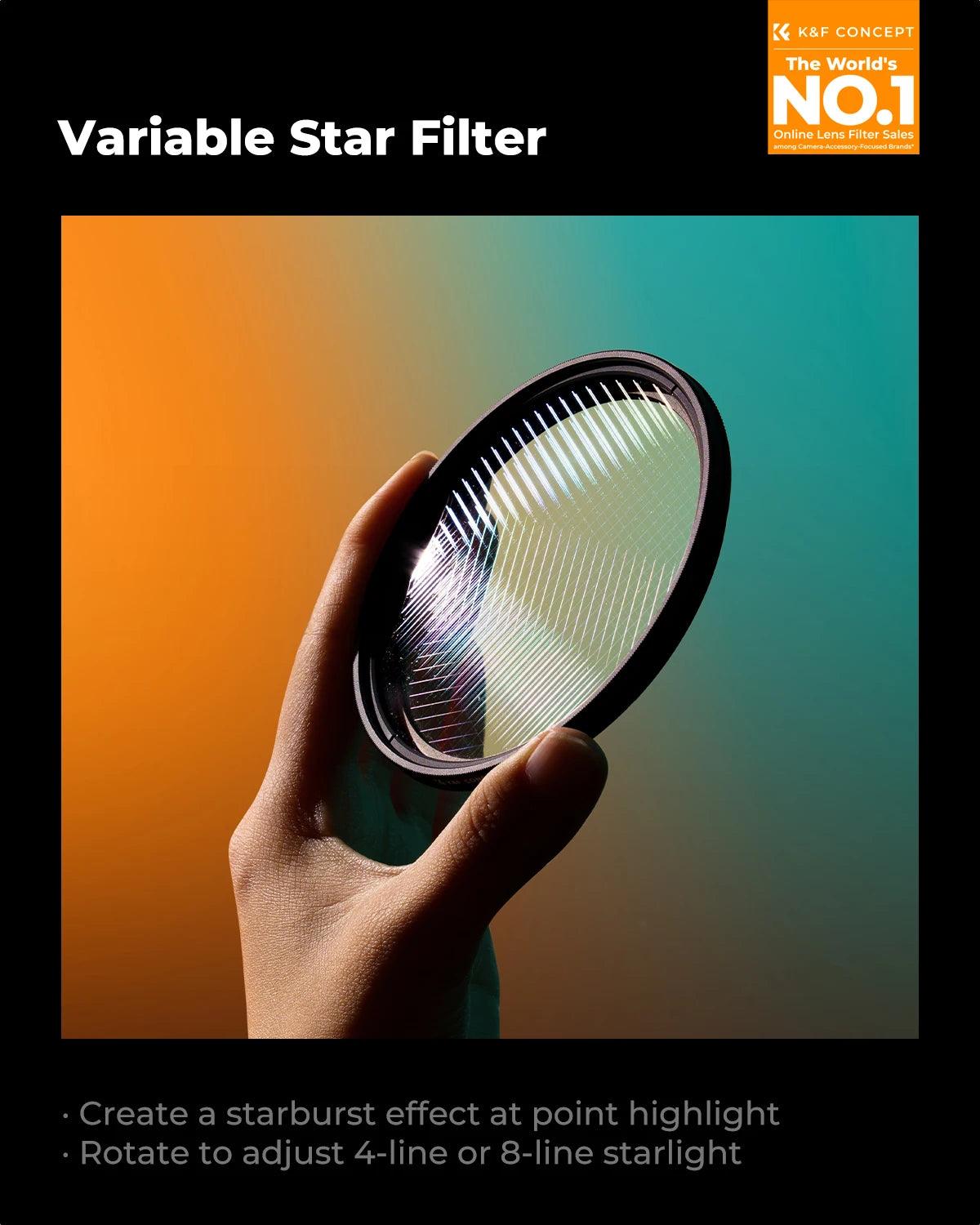K&F CONCEPT Effects Filters Kaleidoscope Prism/Spiral Halo/Split Diopter/Motion Blur/4 6 8 Points Camera Lens Filter Photography