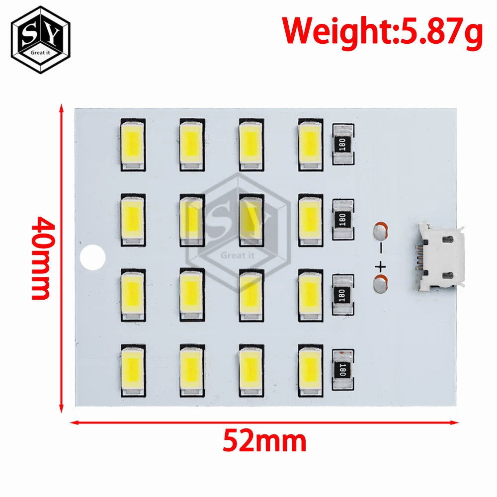 5730 smd 5V 430mA~470mA White Mirco Usb 5730 LED lighting panel USB mobile light Emergency light night light