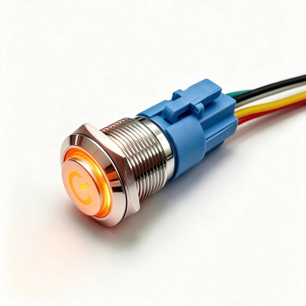 12/16/19/22mm Metal Push Button IP66 Waterproof Self Reset Latching Red LED 1NO1NC Plug Terminal 5V 12V 220V Control Switch Blue