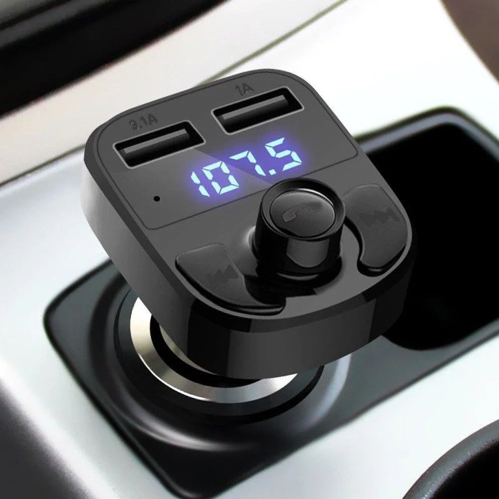 Wireless Bluetooth FM Transmitter MP3 Player With Hands-Free Calling Radio Receiver Dual USB Charger & Music Stereo Adapter