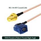 SMA to Fakra C RG316 Cable Blue Fakra C Female to SMA RP-SMA Female/Male Connector 50 Ohm RF Coax Cable Extension Jumper Pigtail