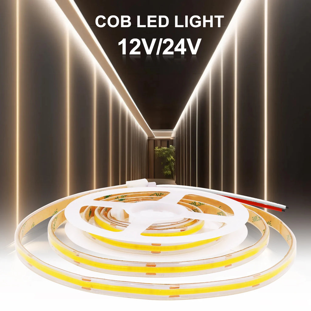 IP67 Waterproof 12/24V COB LED Strip Light 480LED/m Dimmable RA90 LED Lights High Density Flexible Ribbon Tape 3000K 4000K 6000K