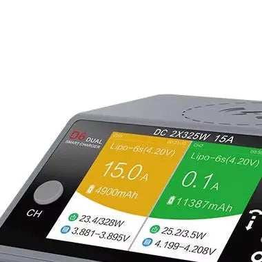 HOTA D6 Dual Channel Smart Balance Charger DC 650W 15A For 1-6S LiPo RC Aircraft Lithium Battery