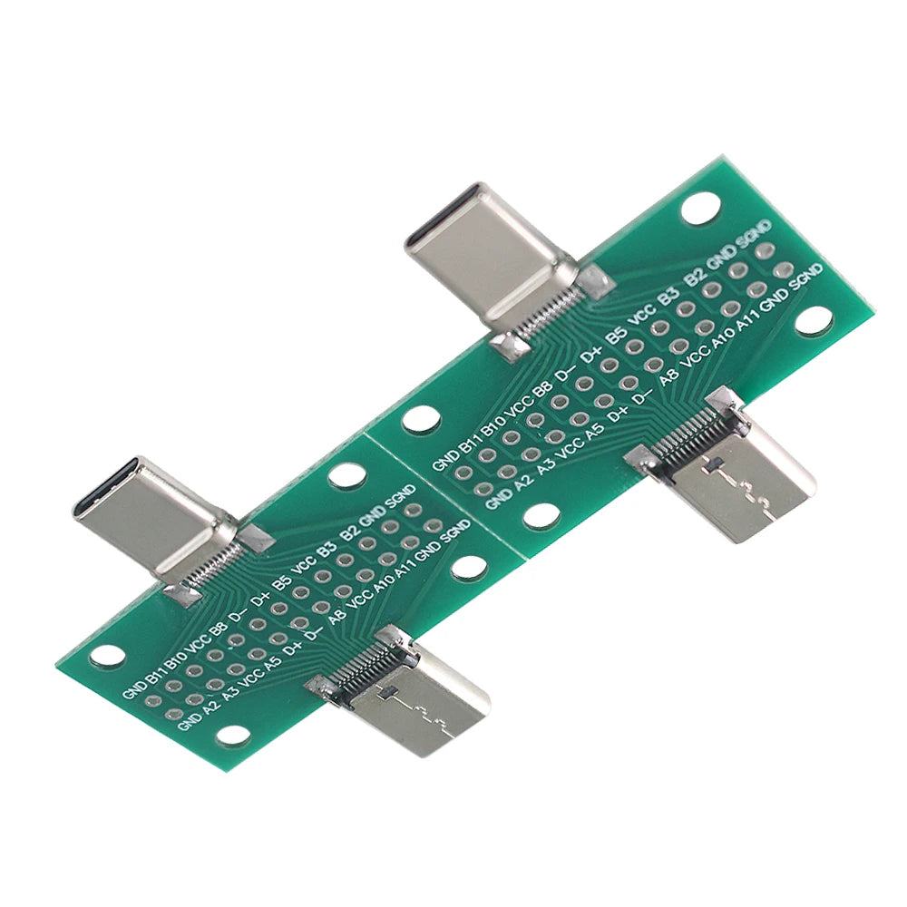 2PCS Type-C Male To Female Adapter Test Board Type-C Male/Female PCB Board 24Pin 2.54mm Connector Socket PCB Universal Converter