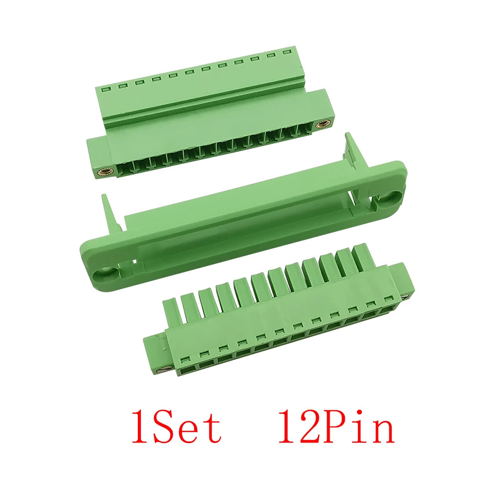 1Set 3.81mm Pitch Screw Terminal Block 2/3/4/5/6/7/8/9/10/12 Pin Through-wall Pluggable Plug Terminal Blocks Connector 15EDGWC