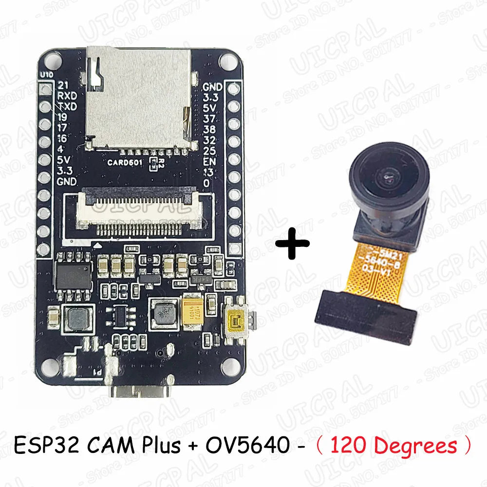 OV5640 ESP32 CAM Camera Module Kit 2.4 GHz WiFi and Bluetooth Develop Board Type C 8MB PSRAM HD 5MP Auto Focus 66 120 160 Degree