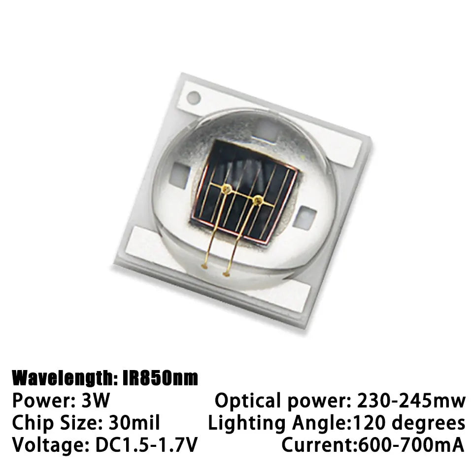 5Pcs 3W Deep Infrared IR850nm IR940nm LED Chips Ceramic SMD 3535 Lamp Beads Security Monitoring Emission LED Night Vision Camera