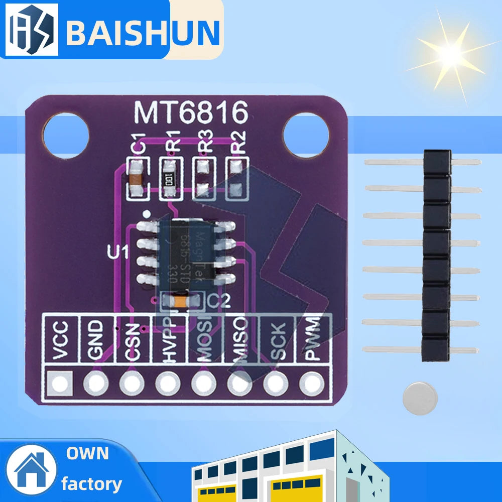 MT6816 High-Speed and High-Precision Magnetic Encoder Magnetic Induction Angle Measurement Sensor Module