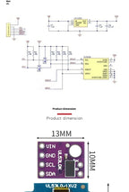 Original New 1pcs VL53L0X‑V2 TOF Laser Infrared Ranging Sensor Module Black/Purple/Blue Board Electronic Components for Arduino