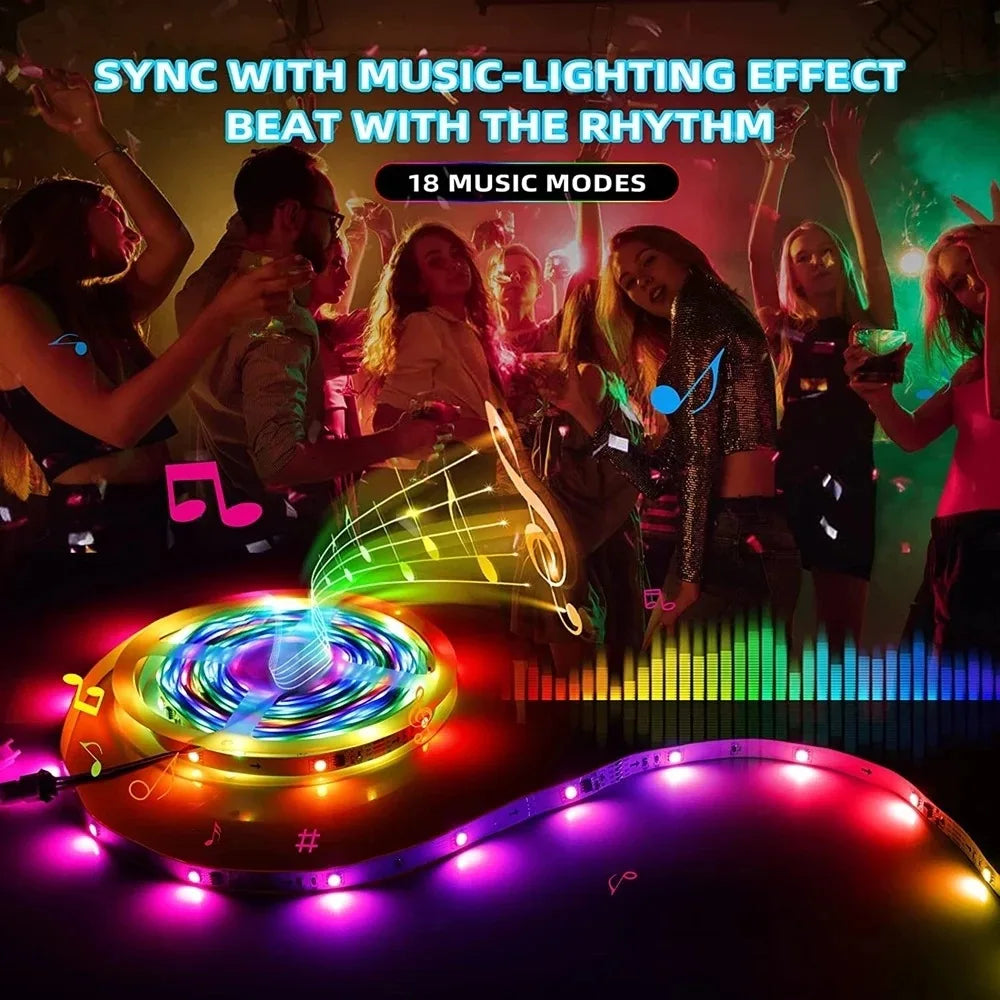 WS2812B 5050 RGBIC Smart LED Strip DC5V Flexible Tuya WIFI RGB Neon LED Light Chasing Effect Lights APP Control for Alexa Google