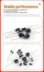 20Pcs 1N4728A 1N4729A 1N4732A Zener Diode 1W 3.3V 3.6V 4.7V DO-41 Axial Lead Voltage for Power Supply Regulator Direct Insertion