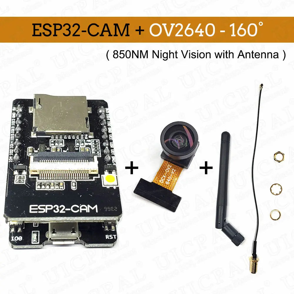 OV2640 ESP32-Cam Set with DVP 24pin Camera 66 120 160 Degree 850nm Night Vision 2MP 2.4 GHz 8MB PSRAM Wireless Bluetooth Module