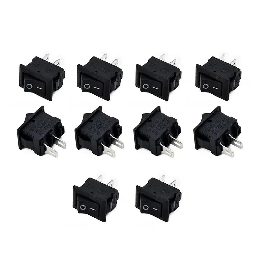 10 Pcs Auto Car Truck Boat Round Rocker 250V 3A 2-Pin ON/OFF Toggle SPST Switches Rocker Switch 10x15mm