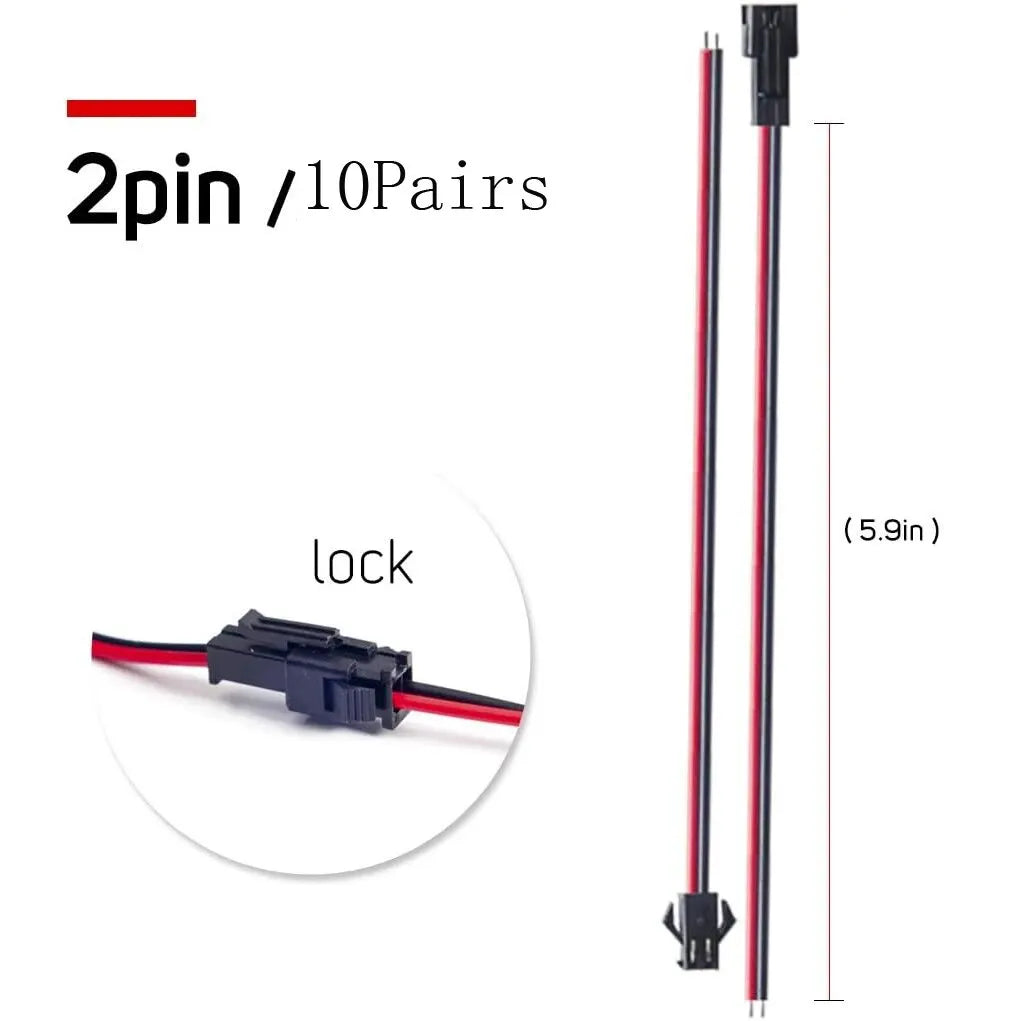 10 Pairs 2/3/4/5pin SM JST 15cm Cable Female/Male Connectors for Led Strip RGB 5050 3528