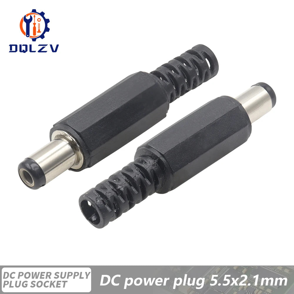 5.5*2.5mm DC Power Supply Male Plug Connector 5.5x2.1mm Female Metal Panel Mount Socket Jack DC Connectors Terminal Adapter