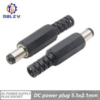 5.5*2.5mm DC Power Supply Male Plug Connector 5.5x2.1mm Female Metal Panel Mount Socket Jack DC Connectors Terminal Adapter