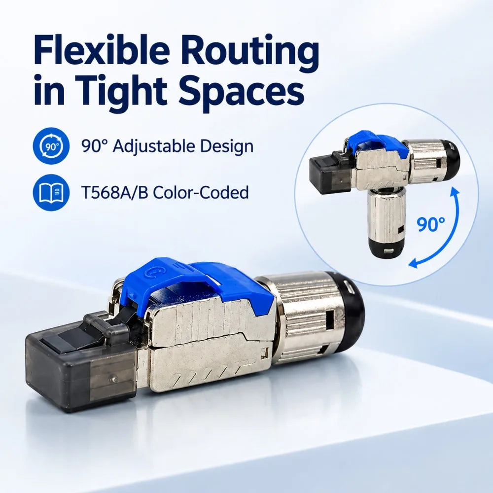 2/6/10Pcs RJ45 CAT6A Cat7 CAT8 Connectors Tool-Free Zinc Alloy Shielded 10G Ethernet Termination Plugs for 23AWG SFTP Cables