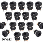10/50/200Pcs DC-022 DC Plug Jack Panel Mounting DC022 5.5x2.1mm/2.5mm DC Power Socket Connector with Screw Nut