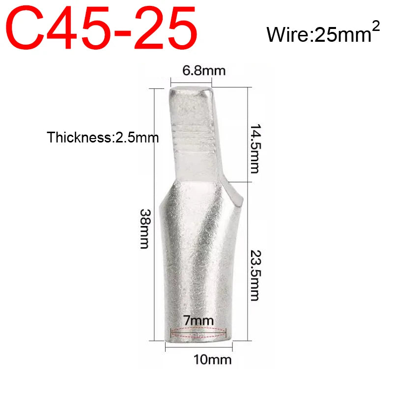 C45 4/6/10/16/25/35/50/70/95mm2 Cable Wire Copper Circuit Breaker Lug Insert Needle Pin Plug Cord End Connector Crimp Terminal