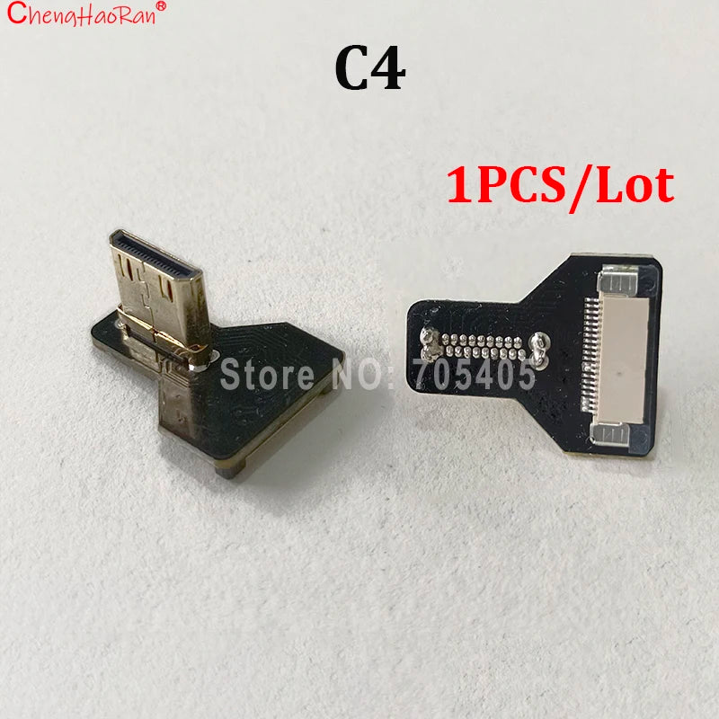 1PC Ribbon Flat FPV HDMI-Compatible Connector Flexible Cable Raspberry Pi 4 Micro HDTV To HD/Mini HD Female 90 Degree FFC 20pin