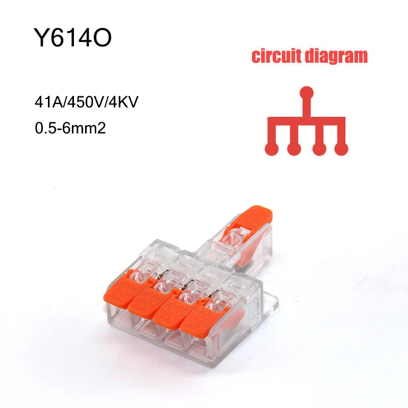 High Power 6mm² Fast Wire Electrical Connectors Universal Compact Splitter Push-in  Cable Wire Connector Fast Terminal Block