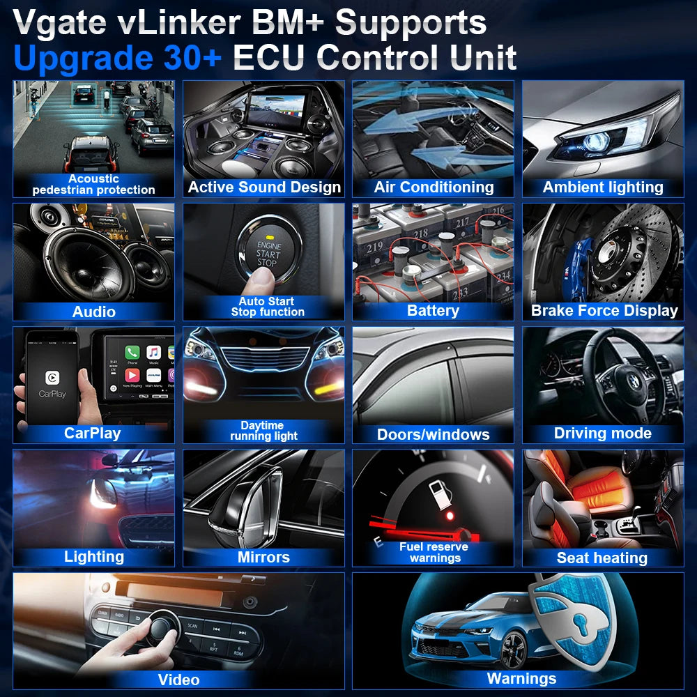 Vgate VLinker BM+ ELM327 OBD2 Car Diagnostic Tools Bluetooth 4.0 Bluetooth 3.0 for Android iOS Auto Scanner for Bimmercode