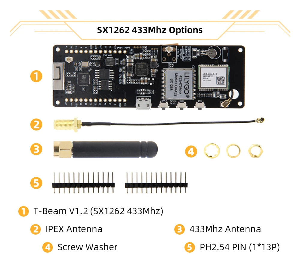 TTGO T-Beam V1.2 ESP32 NEO-M8N Development Board GNSS LoRa SX1262 433Mhz 915Mhz Wireless Modules for WiFi Projects
