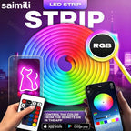 RGB LED Neon Rope Lights Bluetooth App WS2812 RGBIC Waterproof Flexible LED Tape With Dimmable Remote Controller For Wall Decor