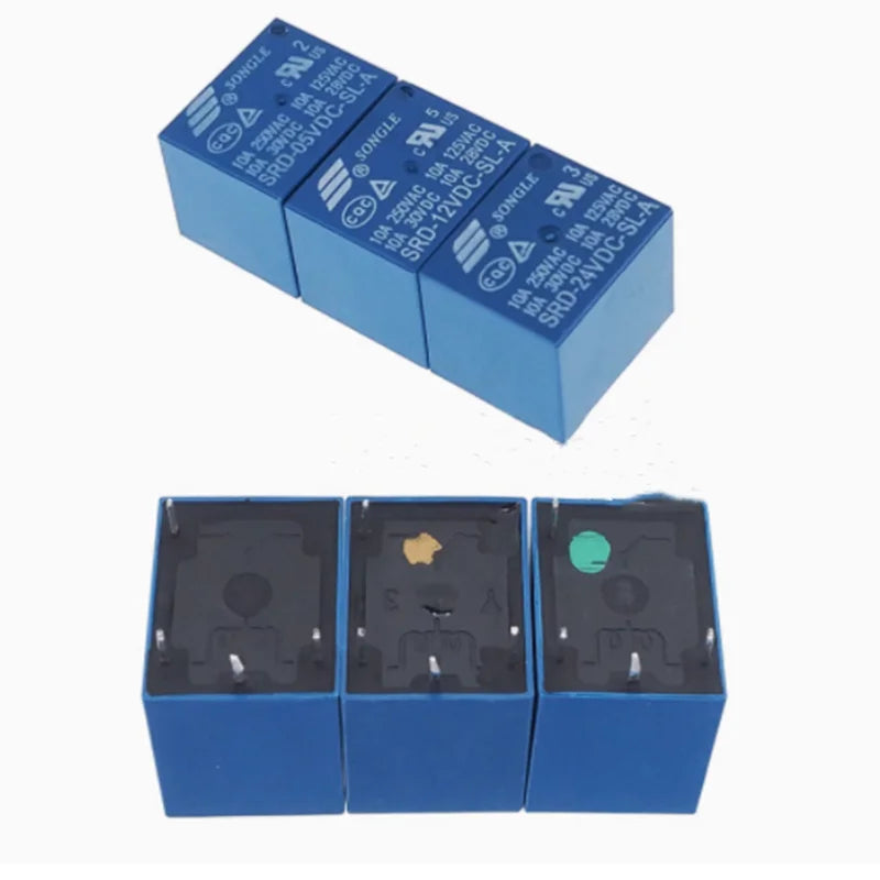 5PCS Power Relay 5V 12V 24V  SRD-05VDC-SL-A SRD-12VDC-SL-C SRD SRD 12VDC SL A C 10A 250VAC 5PIN DC Relay