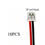 10PCS MX 1.25mm 2 Pin Cable Connector 1.25MM JST 2P red and black Single Head Plug Electronic Wire Connector 100mm 50mm