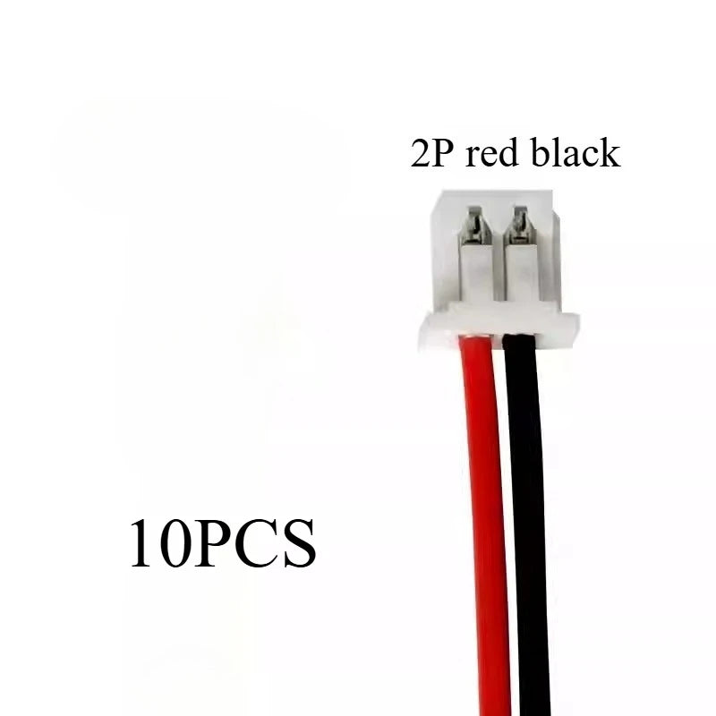 10PCS MX 1.25mm 2 Pin Cable Connector 1.25MM JST 2P red and black Single Head Plug Electronic Wire Connector 100mm 50mm