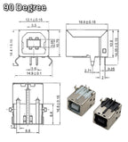 5pcs Square USB-B Type Female Socket 90/180 Degrees 4Pin Right Angle PCB Welding Connector For USB D-type Printer Interface