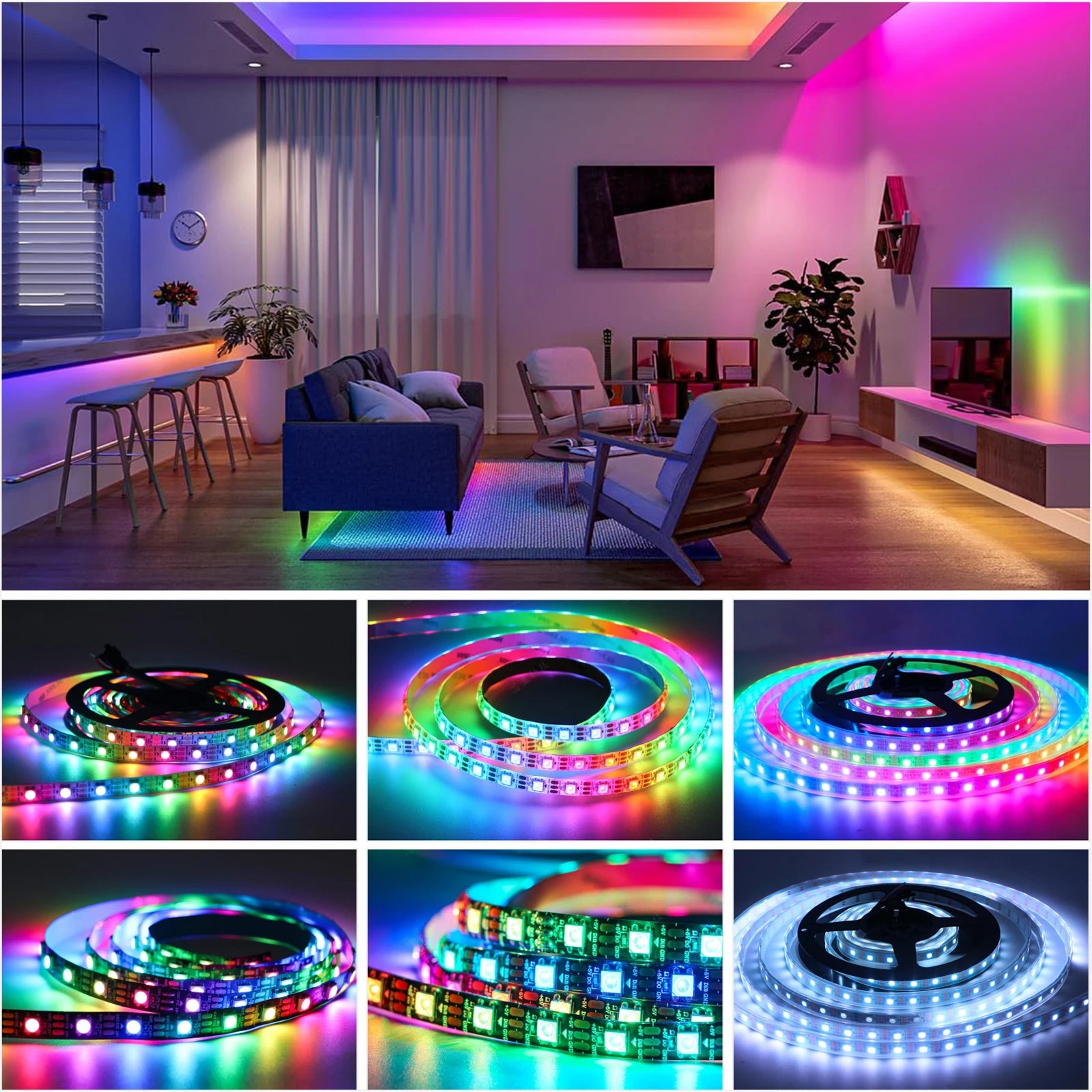 WS2812B  Led Strip 5v  30/60/74/96/144 Leds Smart RGB Pixel Strip Black/White PCB IP30/65/67 WS2811 IC Led Light 1m/2m/3m/4m/5m