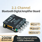 KEBIDU 2.1 Channel Digital Audio Amplifier 200W Bluetooth Audio Amplifier Board Module 12/24V Subwoofer Stereo HiFi Amp Speaker