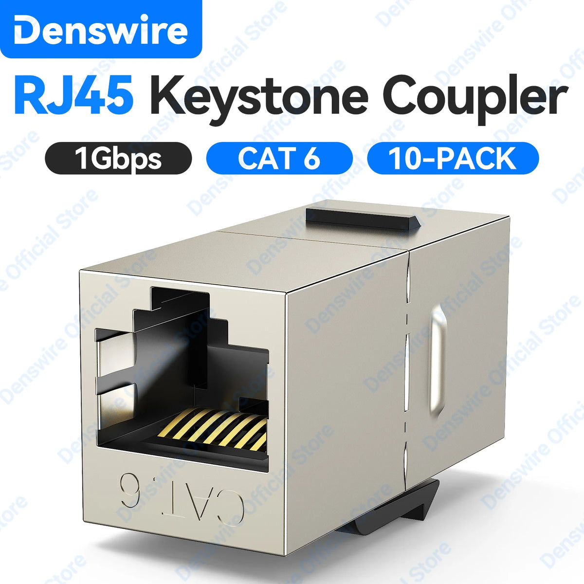 Denswire Keystone Jack RJ45 Inline Coupler Shielded for CAT6/CAT6A/CAT7 RJ45 Female to Female Insert Coupler Ethernet Adapter