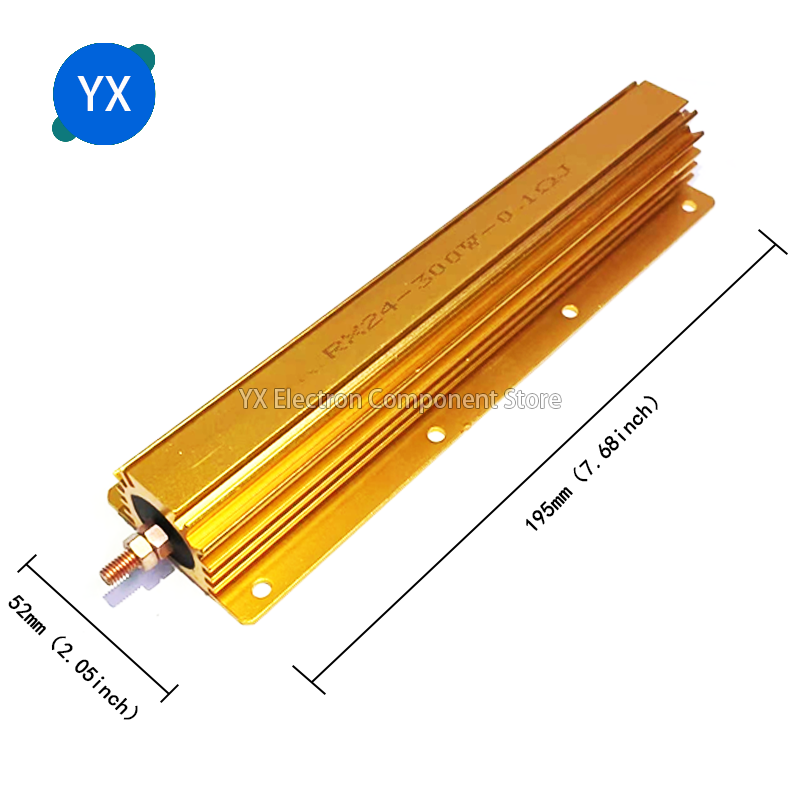 RX24 Aluminum Power Metal Shell Case Wirewound Resistor 200W 300W 500W 0.1~10K 0.22 0.33 0.5 1 2 4 8 20 30 100 200 300 500 1K 2K
