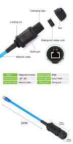 Waterproof RJ45 Network Connector M16/20/22 Cat5e Shield Gigabit Ethernet Line RJ45 DC Crystal Head Outdoor IP68 AP Junction Box