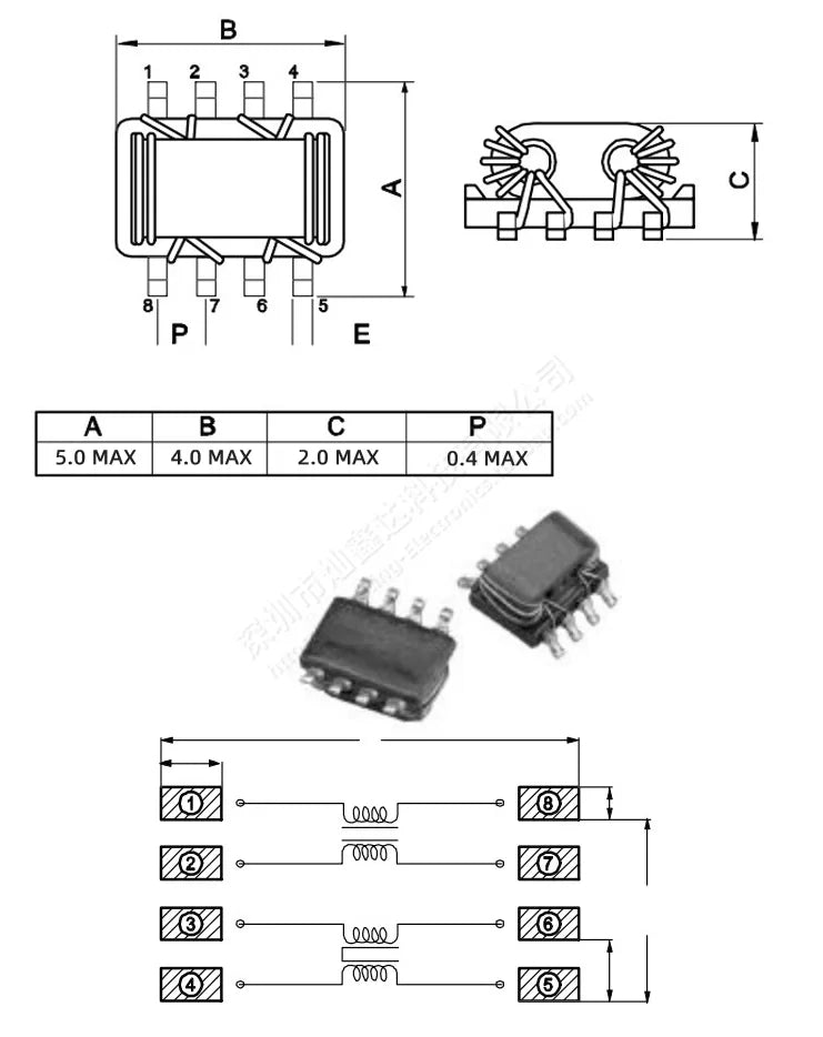 10pcs SMD Common Mode Choke Inductor Filter USB Signal Line Impedance 90ohm 90Ω 0.5A 500mA 4 Wire Dual Winding Noise suppression