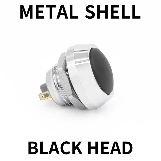 1Pcs 2Pin Mini Switch 12mm  2A waterproof switch  momentary Push button Switch reset Non-locking metal shell 1NO 36V color