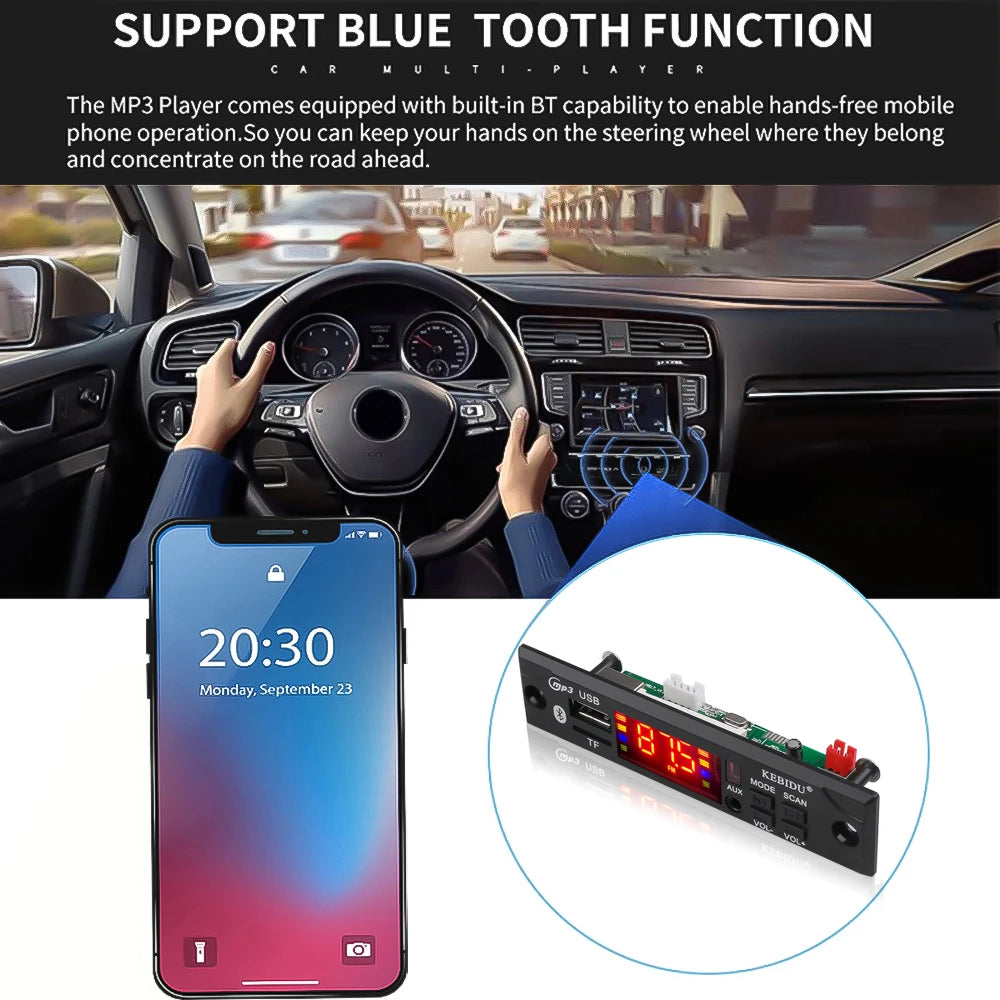 1-10PCS Bluetooth 5.3 Car Kit Wireless MP3 Decoder Board Audio 12V WMA Car Music Player Module Lossless Audio USB AUX TF Radio