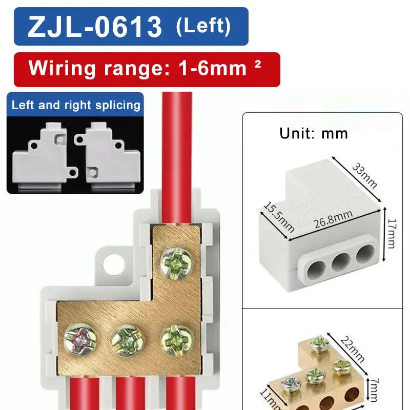 T‑Type Wire Connector ZK Terminal Splitter I-type Brass Clamp Electrical Wire Junction Box for Household Lighting Socket Wiring