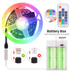 5V LED Strip Lights RGB 5050 3AA Battery Powered Flexible LED Light Strip with Remote Control for TV Backlight Bars Cabinets