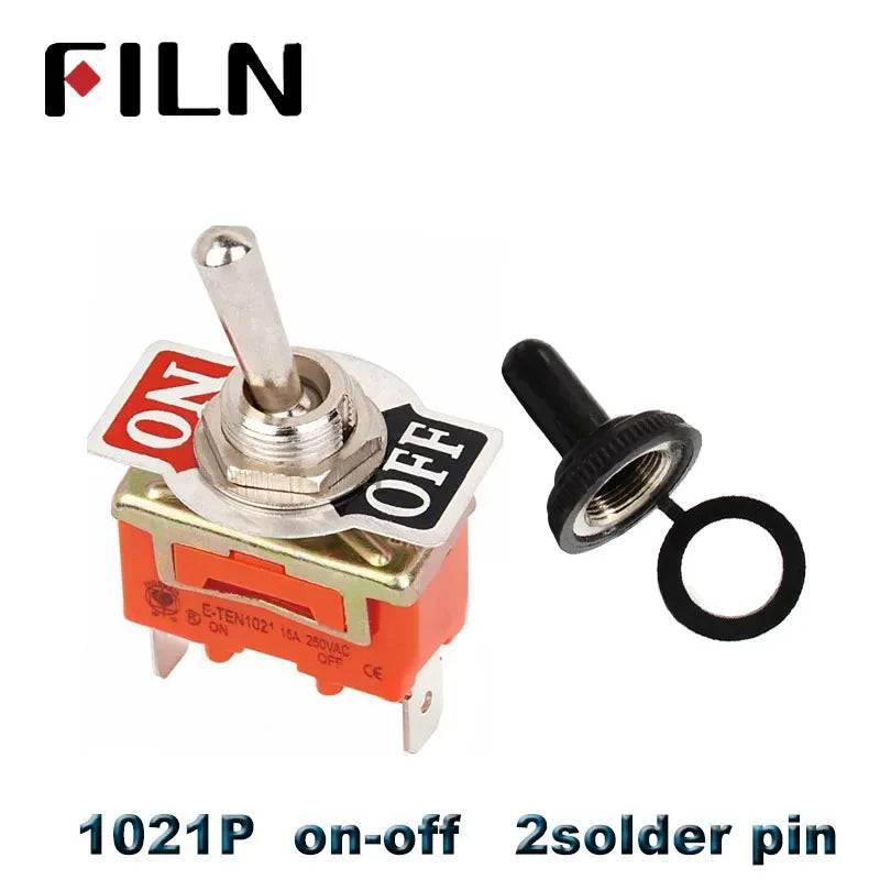 FILN 15A 250V Toggle Switches Miniature Thumb Lever on Off Electronics SPST SPDT DPDT Power Rocker Waterproof Cap