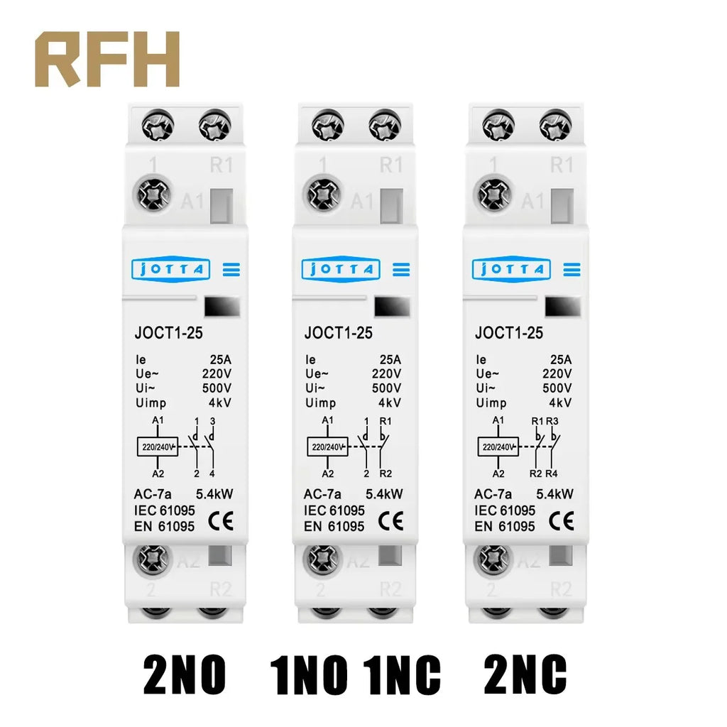 2P 16A/20A/25A  220V/230V 50/60Hz Din Rail Household AC Contactor 1NO 1NC/2NO/2NC For Smart Home