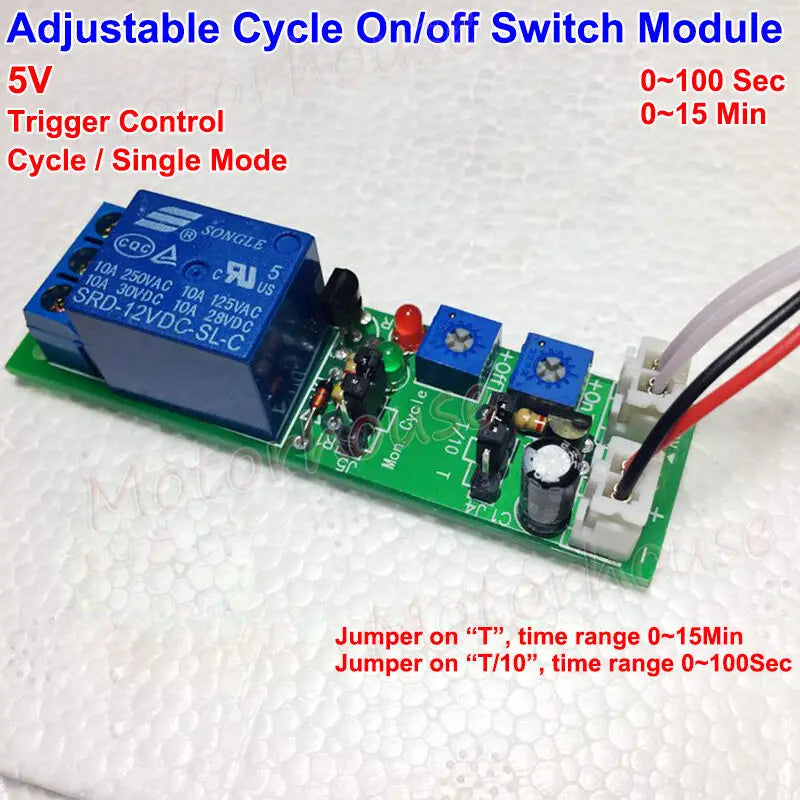DC 5V 12V 24V 1S-24H Adjustable Delay Time Timer Relay Control Cycle turn ON OFF Switch Infinite Repeat Loop Module