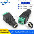 2/5/10PCS DC 12V Male Female BNC Connectors 5.5*2.1mm/2.5mm Welding-Free Power DC Plug Adapter Jack Sockets For LED CCTV Camera