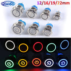 12/16/19/22mm Waterproof Metal Push Button Switch LED Light Momentary Car Engine Power Switches 5V 12V toggle 220V Volt